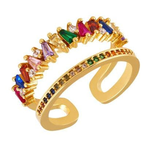 Women's Ring Crown Rainbow Ring Inlay Colored Rhinestone