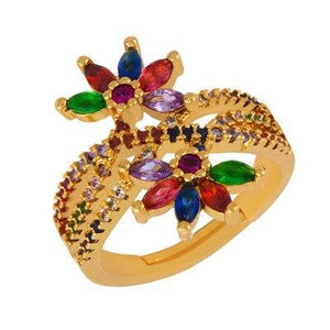 Women's Ring Crown Rainbow Ring Inlay Colored Rhinestone