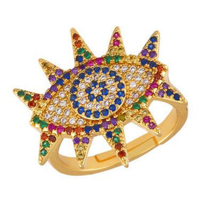 Women's Ring Crown Rainbow Ring Inlay Colored Rhinestone