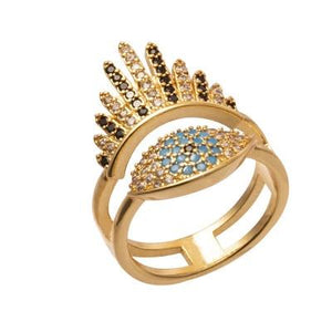 Women's Ring Crown Rainbow Ring Inlay Colored Rhinestone