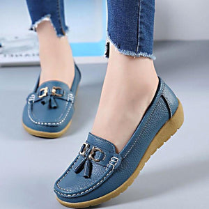 Women Shoes Loafers Genuine Leather Women Flats Slip On