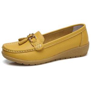 Women Shoes Loafers Genuine Leather Women Flats Slip On