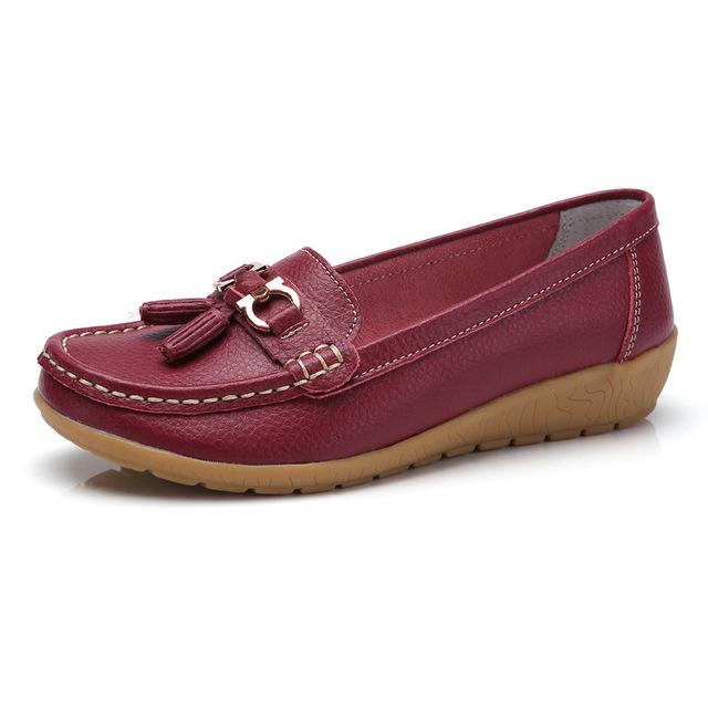 Women Shoes Loafers Genuine Leather Women Flats Slip On