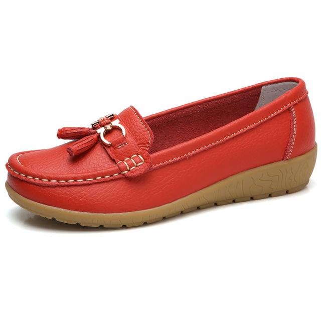 Women Shoes Loafers Genuine Leather Women Flats Slip On