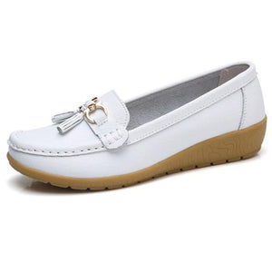 Women Shoes Loafers Genuine Leather Women Flats Slip On