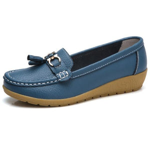 Women Shoes Loafers Genuine Leather Women Flats Slip On