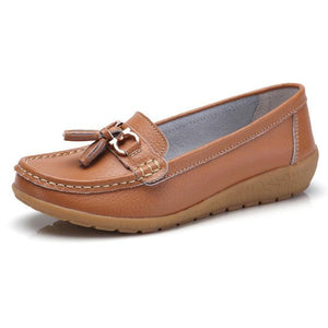 Women Shoes Loafers Genuine Leather Women Flats Slip On