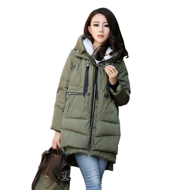 Shipp within 12hours Winter Cotton Coat Women Plus Size M-5XL Zipper Big Pocket Armygreen Outwear Jacket Hooded Thick Warm Parka