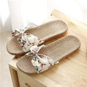 Women Flax Slippers Summer Casual Slides Beach Flip Flops