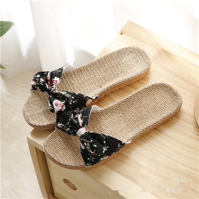 Women Flax Slippers Summer Casual Slides Beach Flip Flops