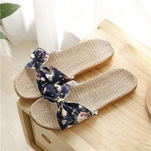 Women Flax Slippers Summer Casual Slides Beach Flip Flops