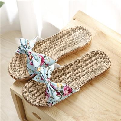 Women Flax Slippers Summer Casual Slides Beach Flip Flops