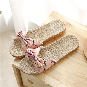 Women Flax Slippers Summer Casual Slides Beach Flip Flops