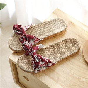 Women Flax Slippers Summer Casual Slides Beach Flip Flops