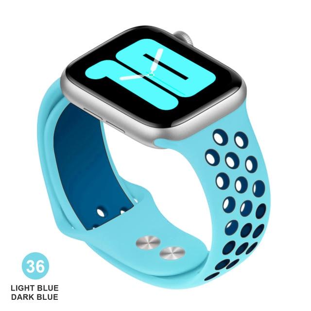 Soft Silicone Replacement Sport Band For Apple Watch 38mm 40mm Series 1 2 3 4 5 42mm 44mm Wrist Bracelet Strap For iWatch Sports