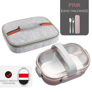 WORTHBUY Japanese Lunch Box With Compartment 304 Stainless Steel Bento Box For Kids School Food Container Leak-proof Food Box