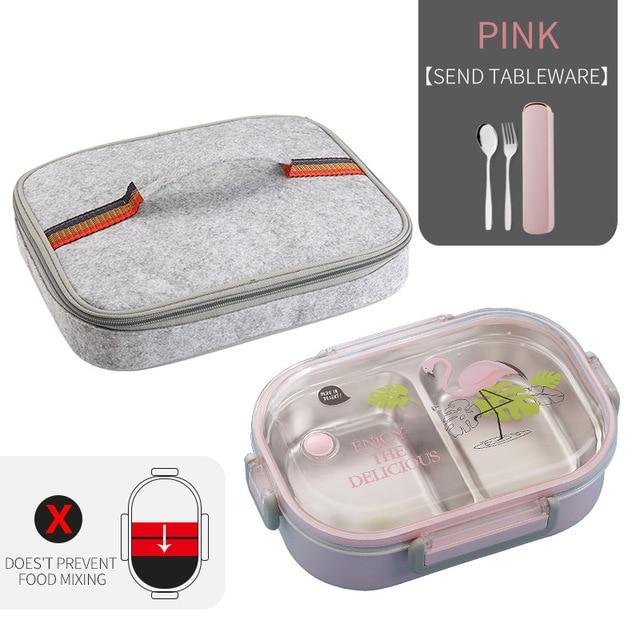 WORTHBUY Japanese Lunch Box With Compartment 304 Stainless Steel Bento Box For Kids School Food Container Leak-proof Food Box