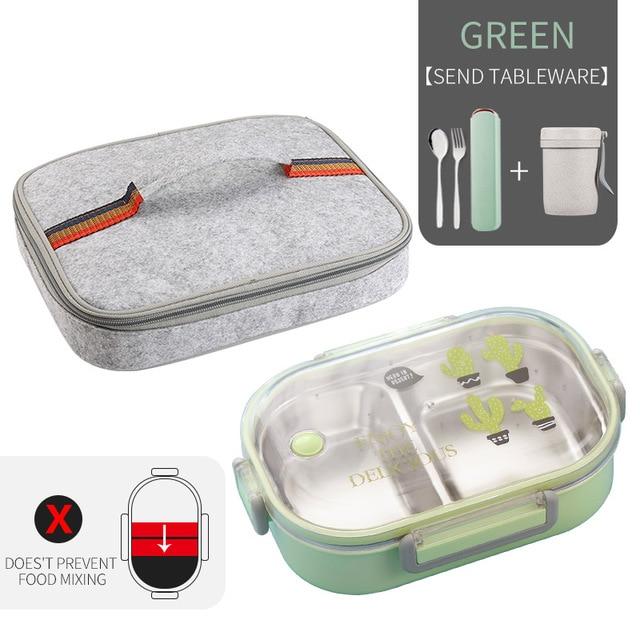 WORTHBUY Japanese Lunch Box With Compartment 304 Stainless Steel Bento Box For Kids School Food Container Leak-proof Food Box