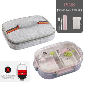 WORTHBUY Japanese Lunch Box With Compartment 304 Stainless Steel Bento Box For Kids School Food Container Leak-proof Food Box