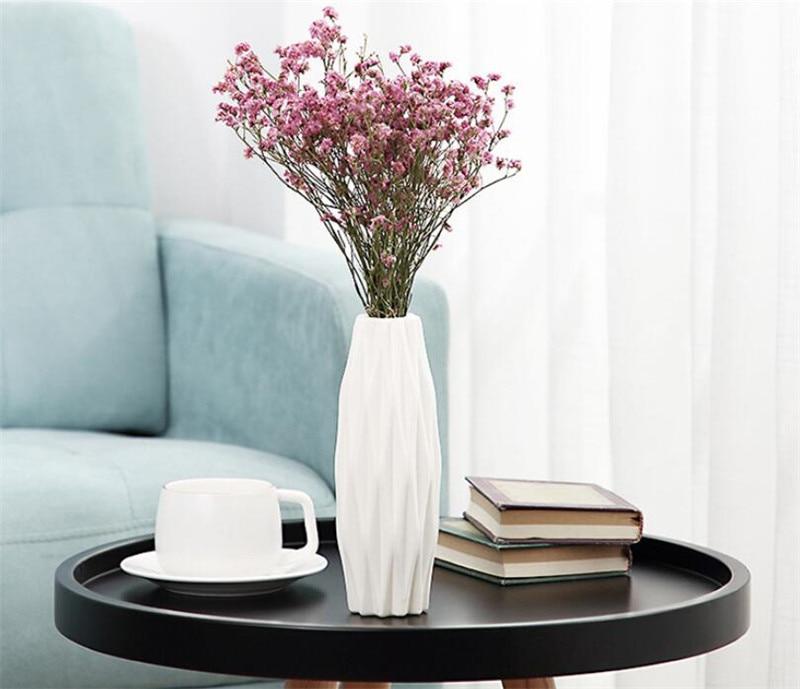 3 Colors Creative Plastic Vase White Imitation Ceramic Flower Pot Beautiful Flower Vase Home Decoration