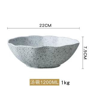 Stone Dinnerware Dinner Plates and Bowls Set Stoneware Rice Soup Salad Ramen Noodle Bowl Fish Plate loza Ceramic Crockery louça