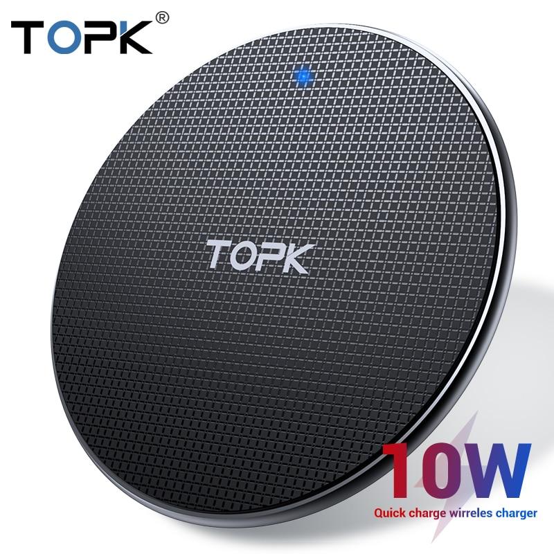 TOPK Wireless Charger for iPhone Xs Max X 8 Plus 10W Fast Charging Pad for Samsung Note 9 Note 8 S10 Plus