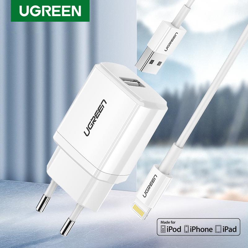 Ugreen 5V2.1A USB Charger MFi USB Cable for iPhone Xs Max XR Mobile Phone Charger for iPhone X 8 7 Wall Phone Charger for ipad