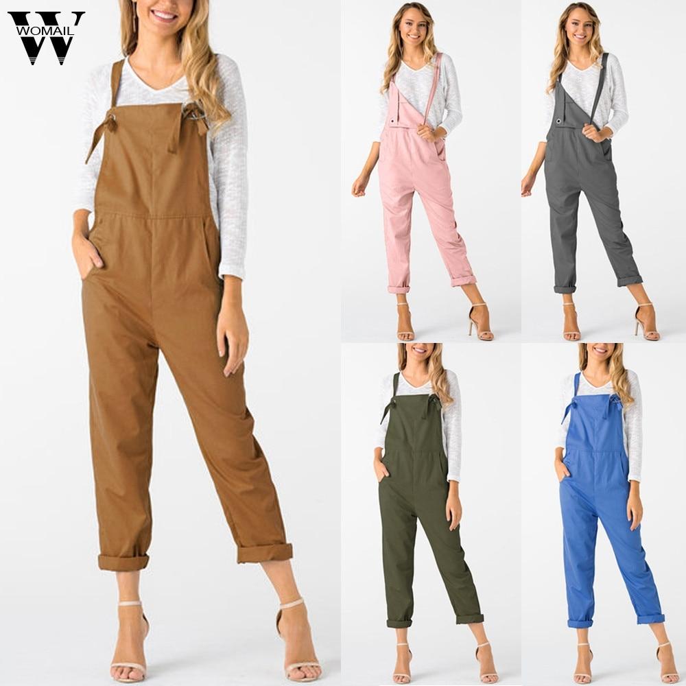 Womail bodysuit Women Summer Casual Loose Dungarees Pocket Rompers Long Jumpsuit Trousers fashion 2019 peto mujer dropship