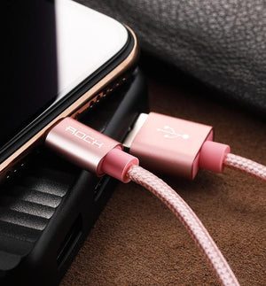 ROCK 3.1A Metal Nylon Braided Phone Cable for iPhone Fast Charger Lighting USB Cables For iPhone 11 X 8 7 6 Pro Max Plus iPad