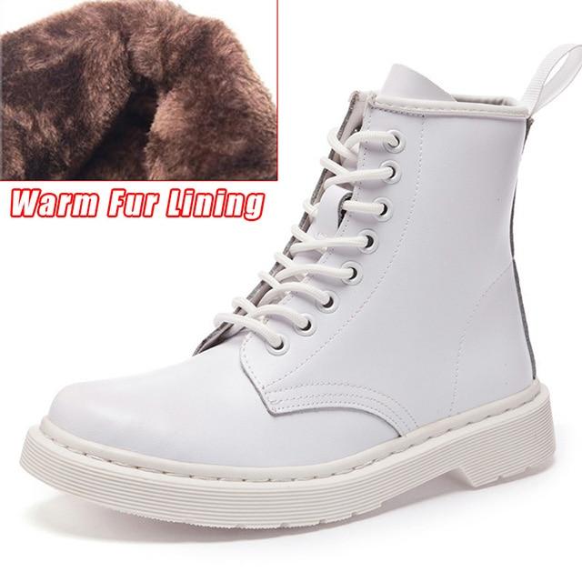 Genuine Leather Women white ankle Boots motorcycle Boots