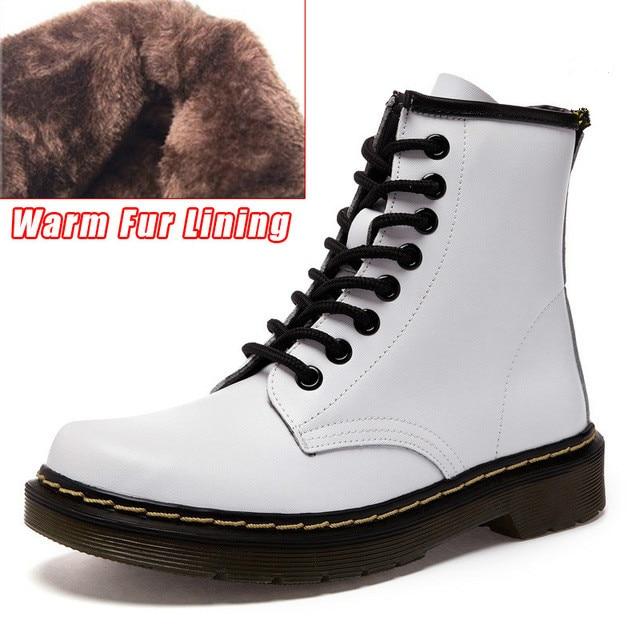 Genuine Leather Women white ankle Boots motorcycle Boots