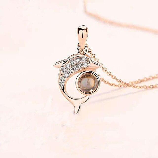 Love Heart Romantic Love Memory Wedding Necklace Rose Gold & Silver