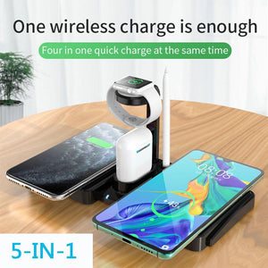 5in1 Fast Wireless Charger Dock Stand Fast Charging For Apple Watch Series 5 4 3 2 1 Iphone 11 Pro Max XS MAX XR IWatch Charger