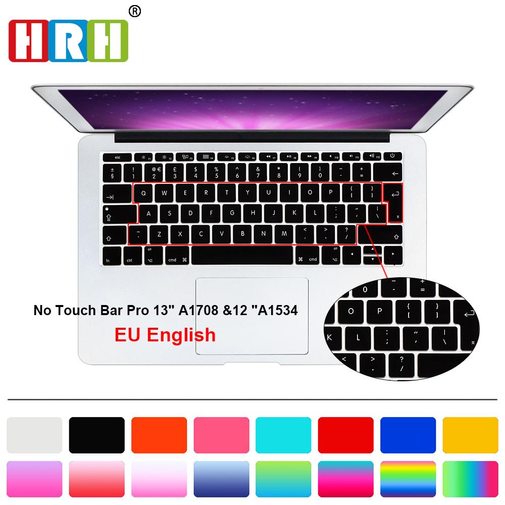 HRH EU/UK English Silicone Keyboard Cover Skin for Mac New Pro 13" A1708 (2016 Version No Touch Bar) and for Macbook 12" A1534