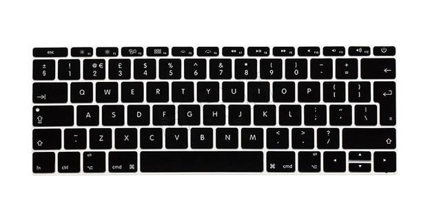 HRH EU/UK English Silicone Keyboard Cover Skin for Mac New Pro 13" A1708 (2016 Version No Touch Bar) and for Macbook 12" A1534