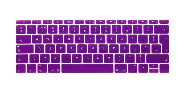 HRH EU/UK English Silicone Keyboard Cover Skin for Mac New Pro 13" A1708 (2016 Version No Touch Bar) and for Macbook 12" A1534