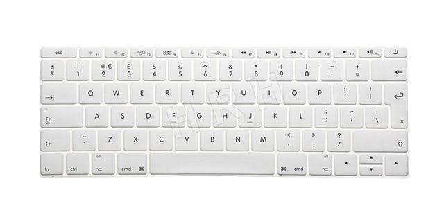 HRH EU/UK English Silicone Keyboard Cover Skin for Mac New Pro 13" A1708 (2016 Version No Touch Bar) and for Macbook 12" A1534