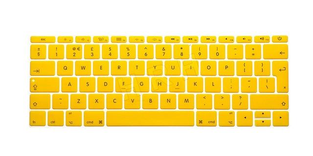 HRH EU/UK English Silicone Keyboard Cover Skin for Mac New Pro 13" A1708 (2016 Version No Touch Bar) and for Macbook 12" A1534