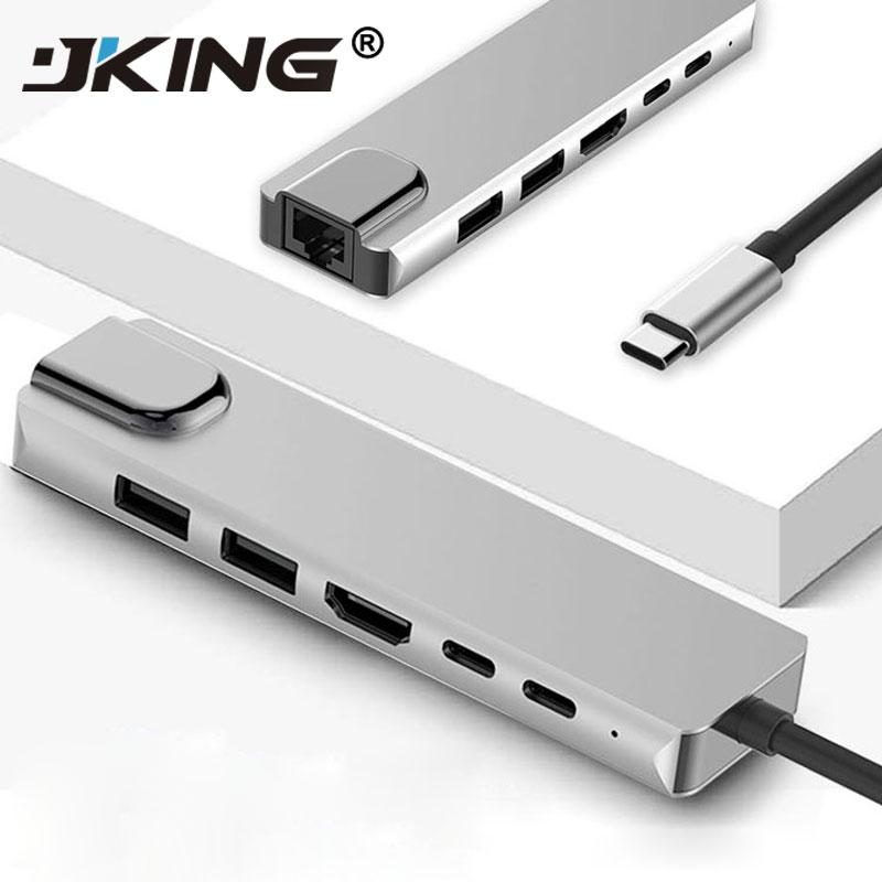 6 in 1 USB Type C Hub Hdmi 4K USB C Hub to Gigabit Ethernet Rj45 Lan Adapter for Mac book Pro Thunderbolt 3 USB-C Charger