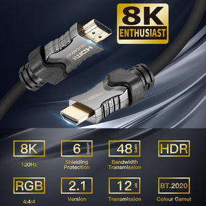 Best 8K 48Gbps 2.1 HDMI Cables 4K HDMI 2.1 Cable eARC Cabo HDMI 2.1 UHD Dynamic HDR HDMI 2.1 Cable for 8K Samsung QLED TV