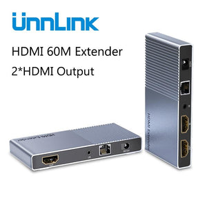 Unnlink 60M HDMI Extender with Local Output FHD 1080P@60Hz CAT6/7 Network LAN RJ45 Ethernet IR Transmit for TV Projector Monitor