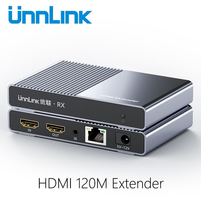 Unnlink 1 to Many 120M HDMI Extender with Local Output FHD 1080P@60Hz IP/TCP CAT6/7 Network LAN RJ45 Ethernet IR Transmit for TV