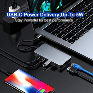 Thunderbolt 3 Type C Converter USB C hdmi 4K 30hz USB3.0 hub Micro SD/TF Card Reader RJ45 1000mbps with PD charging Adapter