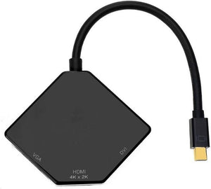 Multi-Function Thunderbolt Mini DisplayPort DP to HDMI VGA DVI Cable Converter Adapter for MacBook Suface Pro Air Black