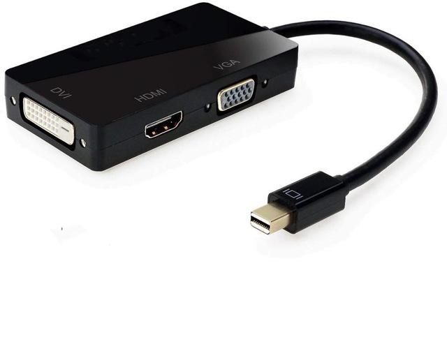 Multi-Function Thunderbolt Mini DisplayPort DP to HDMI VGA DVI Cable Converter Adapter for MacBook Suface Pro Air Black