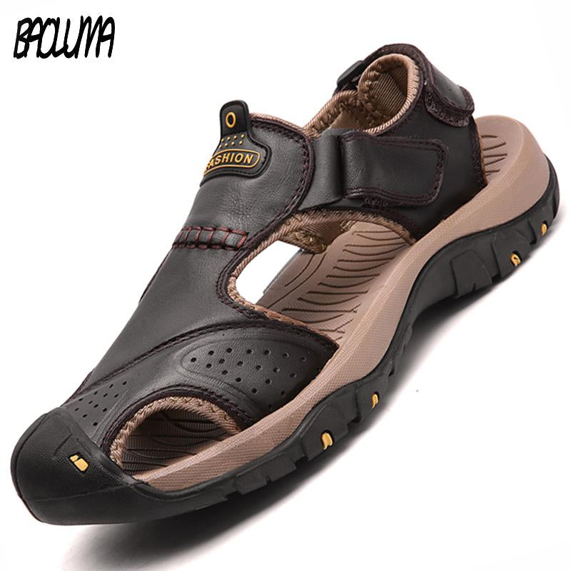 Summer Men Sandals Genuine Leather Men Beach Roman Sandals