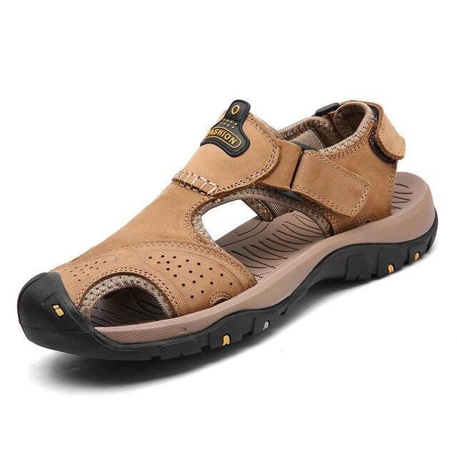 Summer Men Sandals Genuine Leather Men Beach Roman Sandals