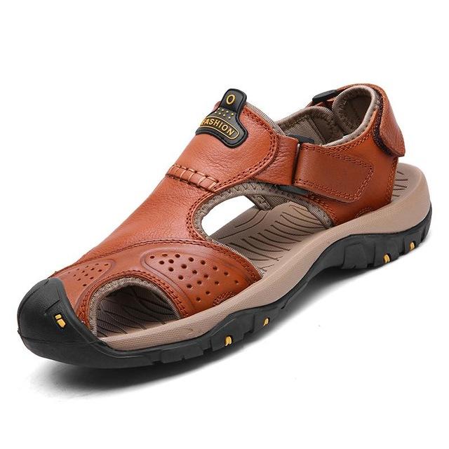 Summer Men Sandals Genuine Leather Men Beach Roman Sandals