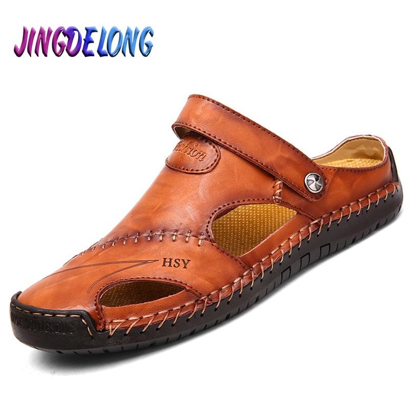 Classic Mens Sandals Summer Genuine Leather Male Beach Sandals