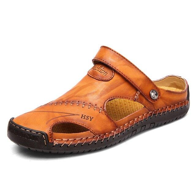 Classic Mens Sandals Summer Genuine Leather Male Beach Sandals